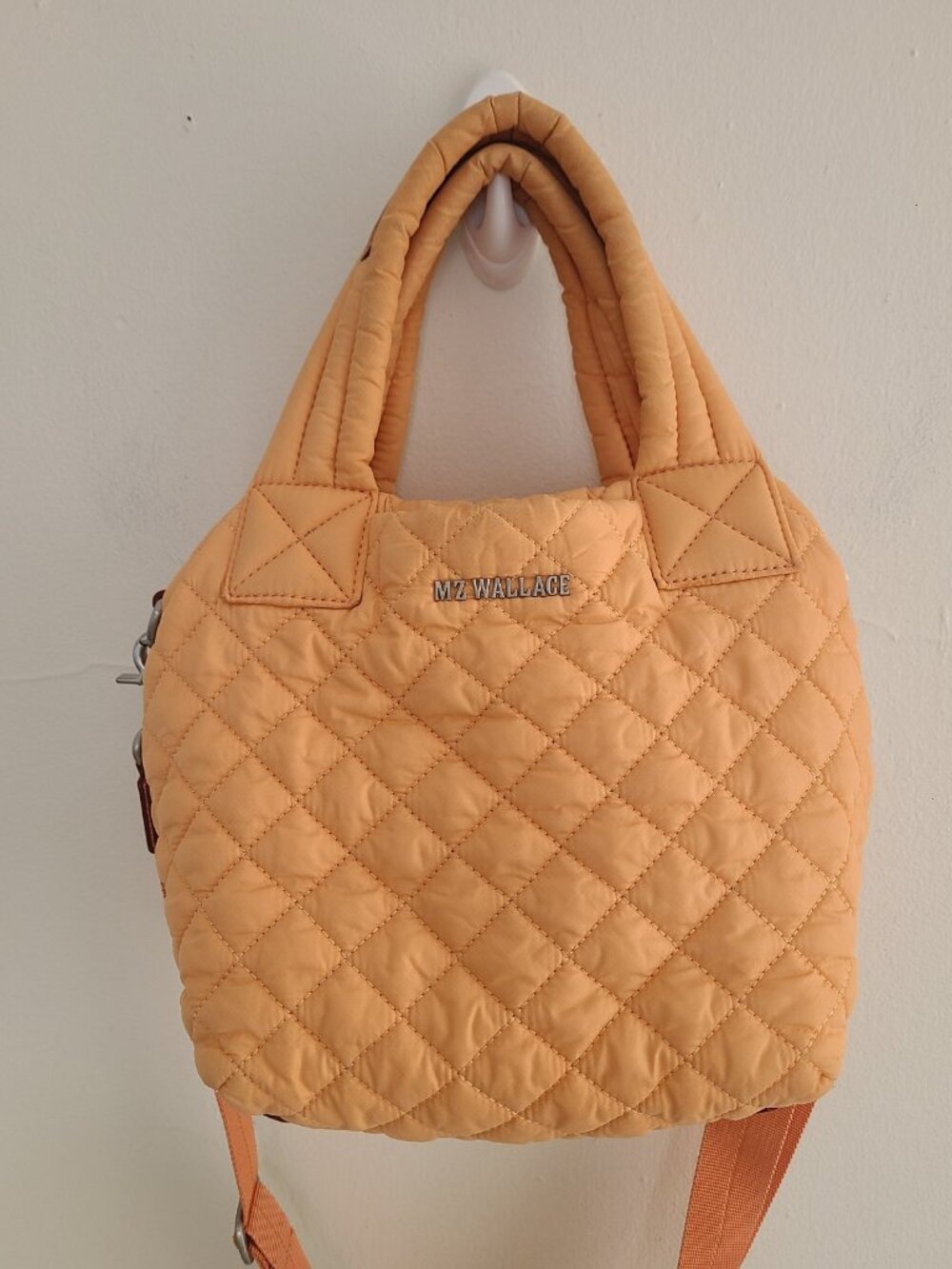 MZ Wallace Mini Metro Tote Deluxe Bag Peach Orange - Picture 6 of 9